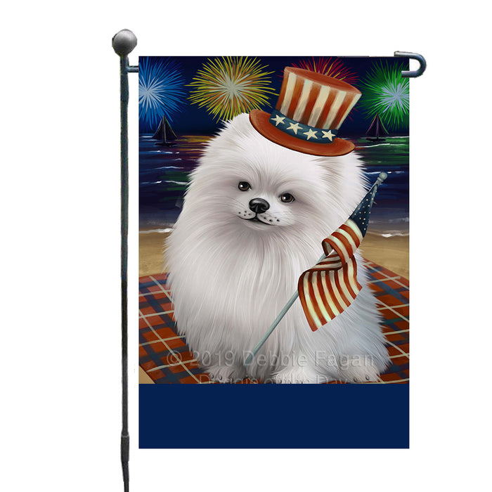 Personalized 4th of July Firework Pomeranian Dog Custom Garden Flags GFLG-DOTD-A58022