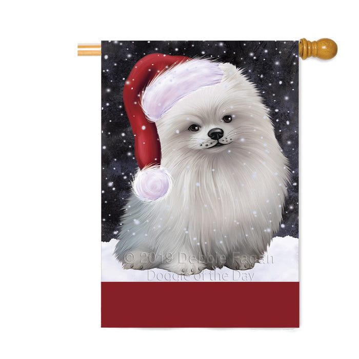 Personalized Let It Snow Happy Holidays Pomeranian Dog Custom House Flag FLG-DOTD-A62456