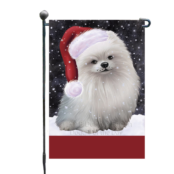 Personalized Let It Snow Happy Holidays Pomeranian Dog Custom Garden Flags GFLG-DOTD-A62400