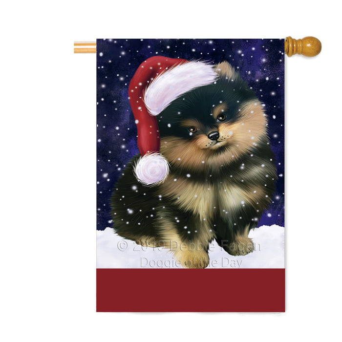 Personalized Let It Snow Happy Holidays Pomeranian Dog Custom House Flag FLG-DOTD-A62457