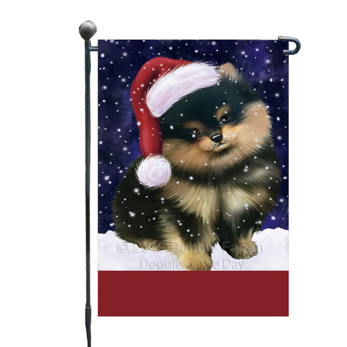 Personalized Let It Snow Happy Holidays Pomeranian Dog Custom Garden Flags GFLG-DOTD-A62401