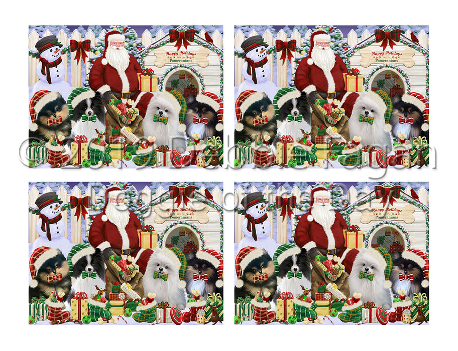 Happy Holidays Christmas Pomeranian Dogs House Gathering Placemat