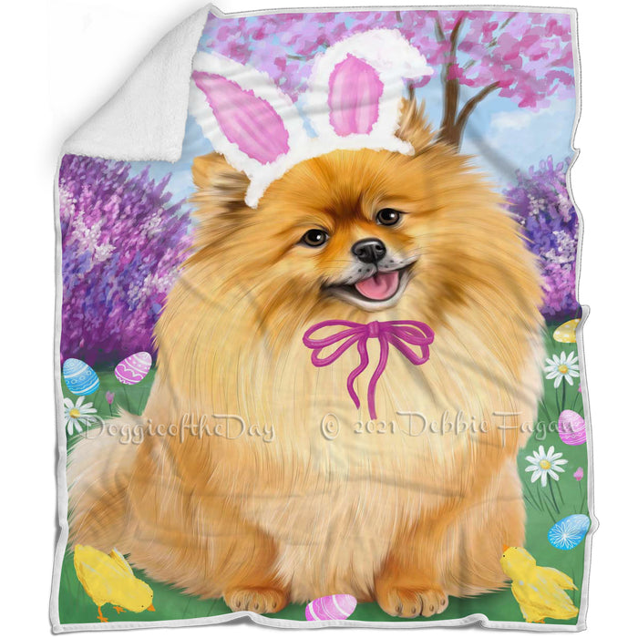 Pomeranian Dog Easter Holiday Blanket BLNKT59700