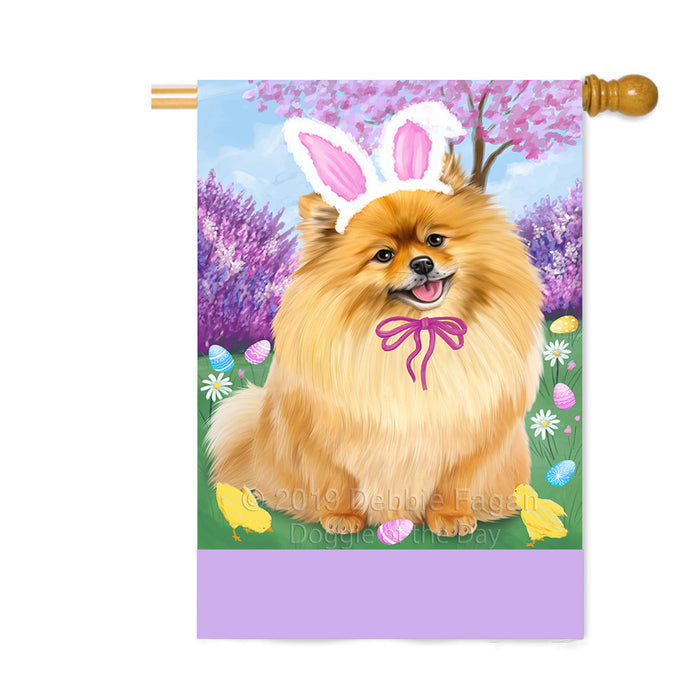 Personalized Easter Holiday Pomeranian Dog Custom House Flag FLG-DOTD-A59005