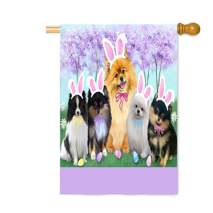 Personalized Easter Holiday Pomeranian Dogs Custom House Flag FLG-DOTD-A59006