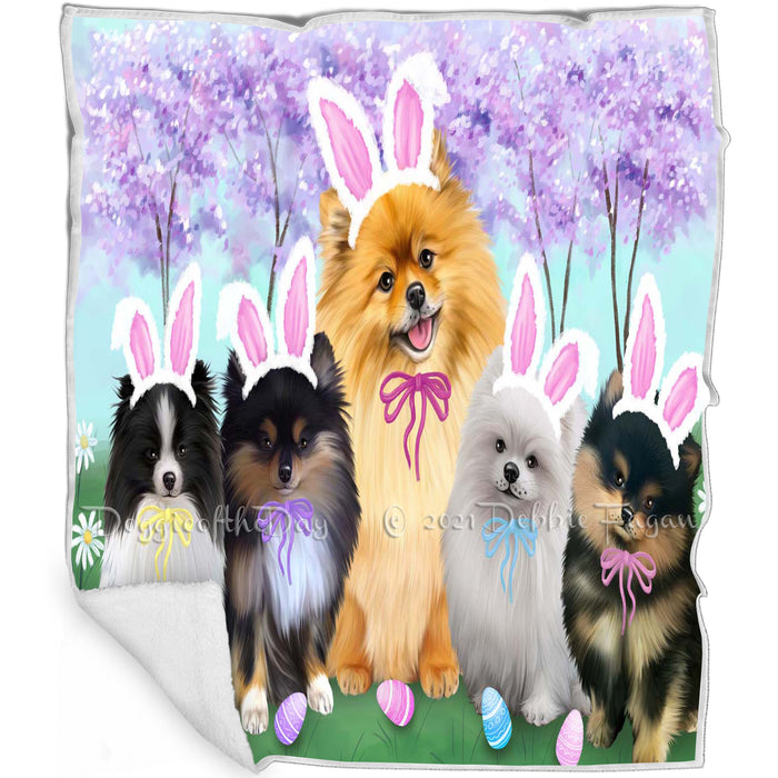 Pomeranians Dog Easter Holiday Blanket BLNKT59709