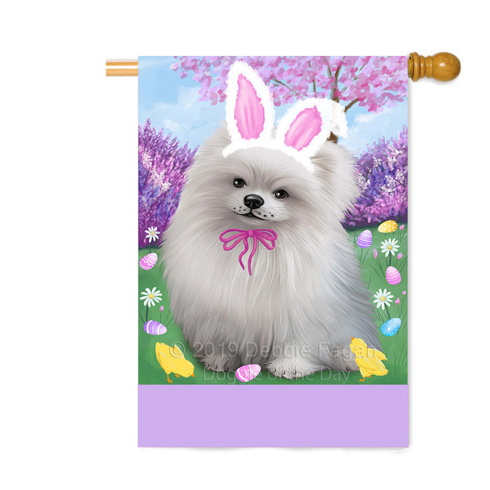 Personalized Easter Holiday Pomeranian Dog Custom House Flag FLG-DOTD-A59008
