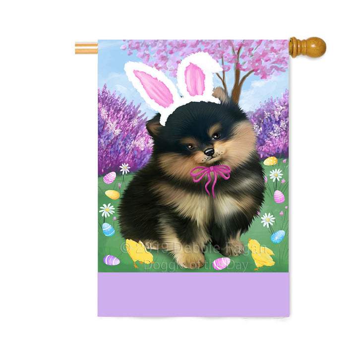 Personalized Easter Holiday Pomeranian Dog Custom House Flag FLG-DOTD-A59009