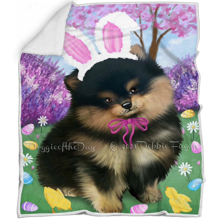 Pomeranian Dog Easter Holiday Blanket BLNKT59736