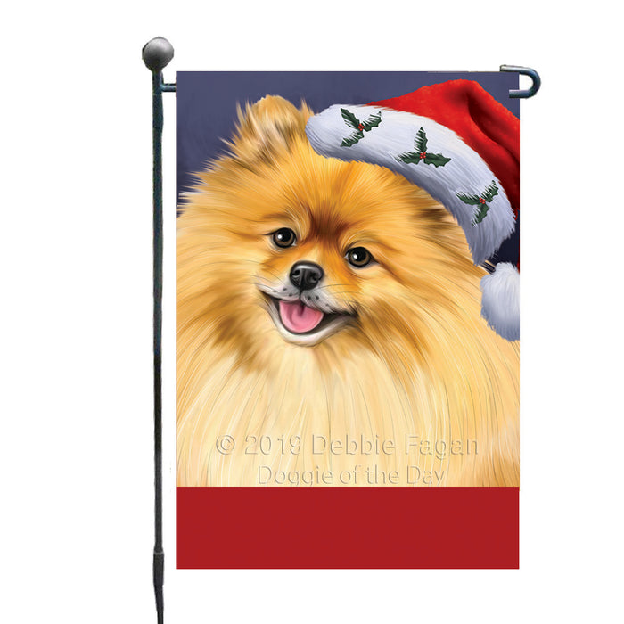 Personalized Christmas Holidays Pomeranian Dog Wearing Santa Hat Portrait Head Custom Garden Flags GFLG-DOTD-A59846