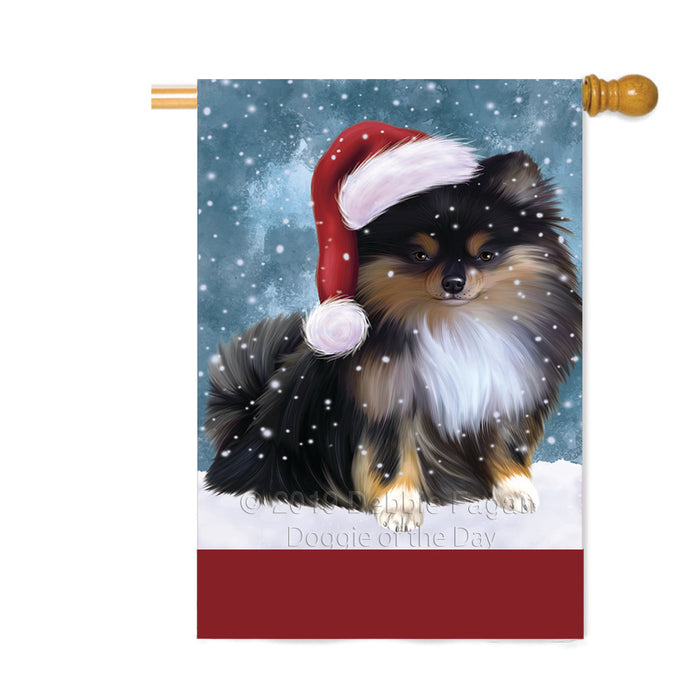 Personalized Let It Snow Happy Holidays Pomeranian Dog Custom House Flag FLG-DOTD-A62458