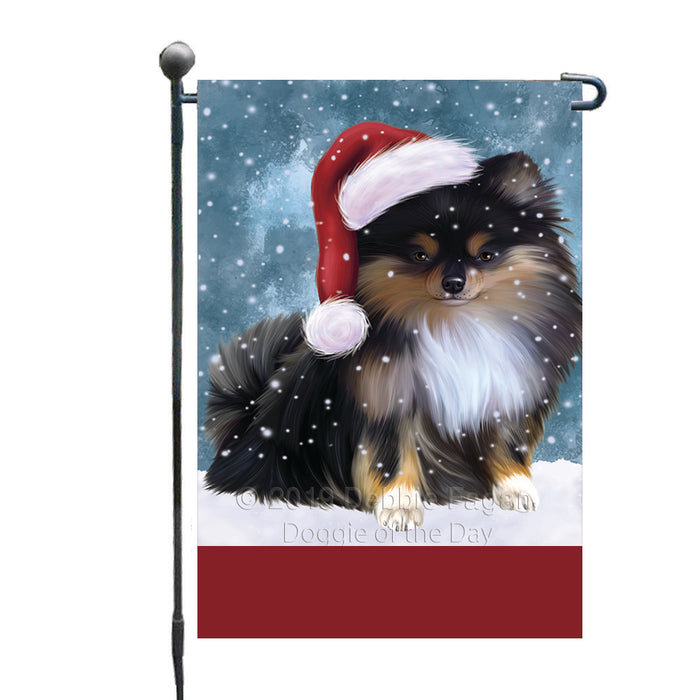 Personalized Let It Snow Happy Holidays Pomeranian Dog Custom Garden Flags GFLG-DOTD-A62402