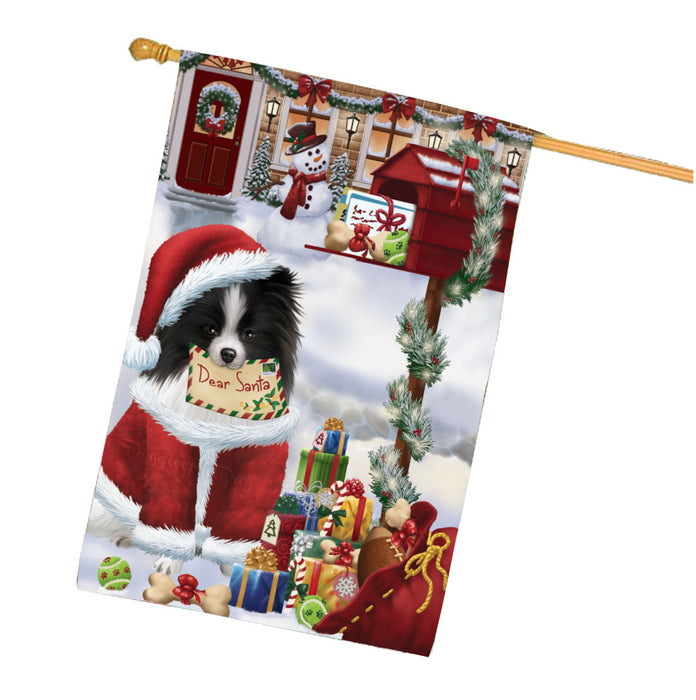 Dear Santa Mailbox Christmas Pomeranian Dog House Flag Outdoor Decorative Double Sided Pet Portrait Weather Resistant Premium Quality Animal Printed Home Decorative Flags 100% Polyester FLG67945
