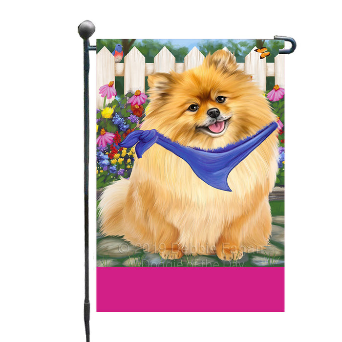 Personalized Spring Floral Pomeranian Dog Custom Garden Flags GFLG-DOTD-A62942