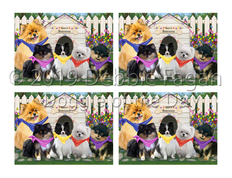 Spring Dog House Pomeranian Dogs Placemat