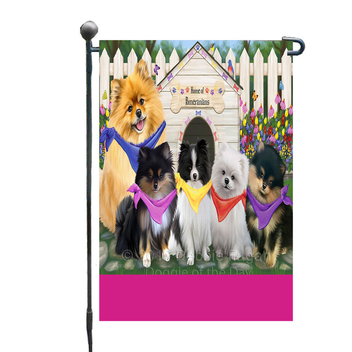 Personalized Spring Dog House Pomeranian Dogs Custom Garden Flags GFLG-DOTD-A62943