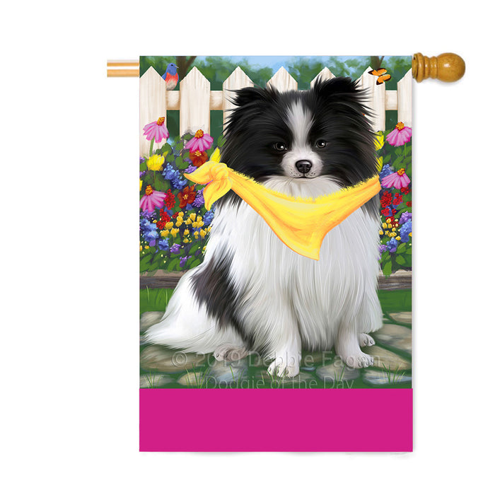 Personalized Spring Floral Pomeranian Dog Custom House Flag FLG-DOTD-A63000