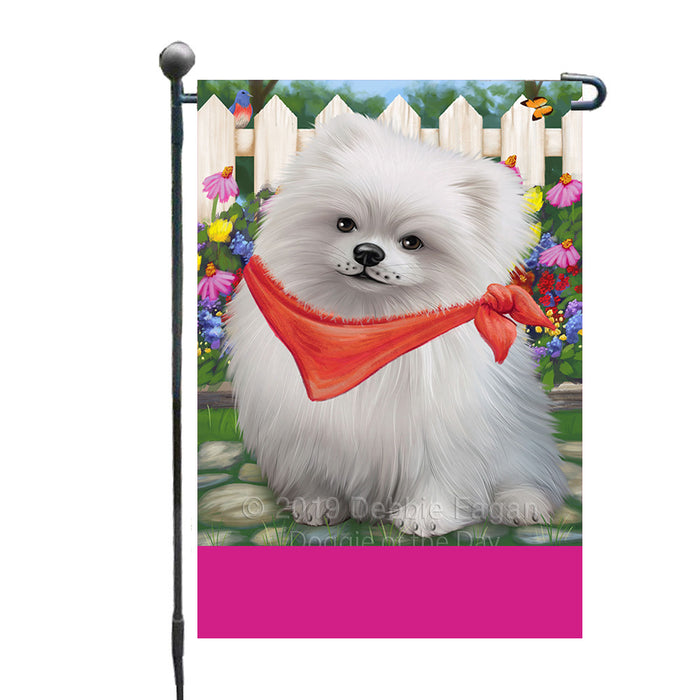 Personalized Spring Floral Pomeranian Dog Custom Garden Flags GFLG-DOTD-A62945