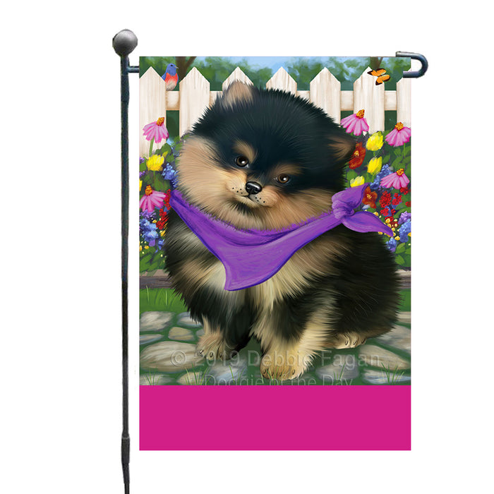 Personalized Spring Floral Pomeranian Dog Custom Garden Flags GFLG-DOTD-A62946
