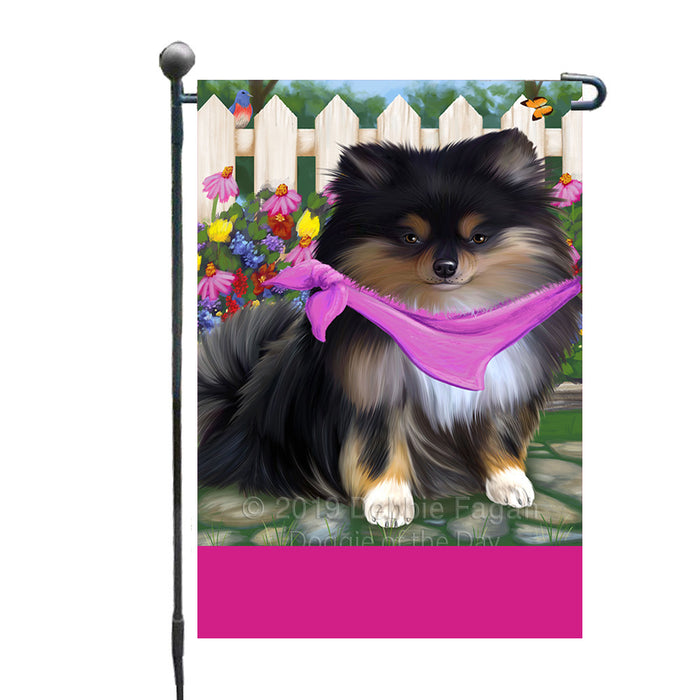 Personalized Spring Floral Pomeranian Dog Custom Garden Flags GFLG-DOTD-A62947
