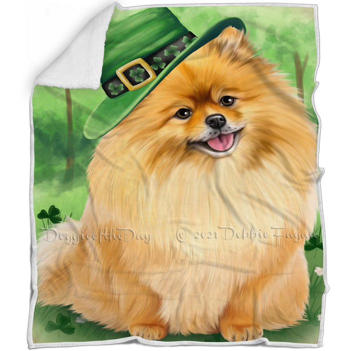 St. Patricks Day Irish Portrait Pomeranian Dog Blanket BLNKT58611