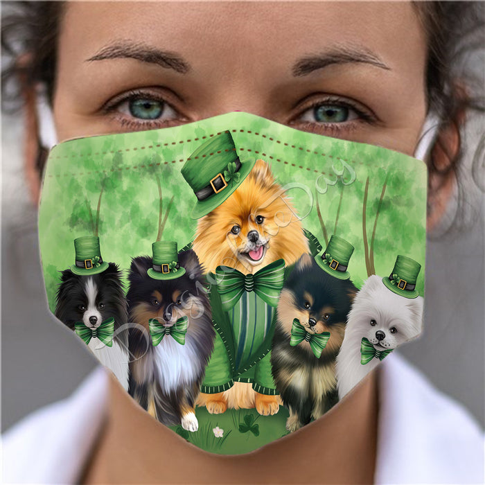 St. Patricks Day Irish Pomeranian Dogs Face Mask FM50174