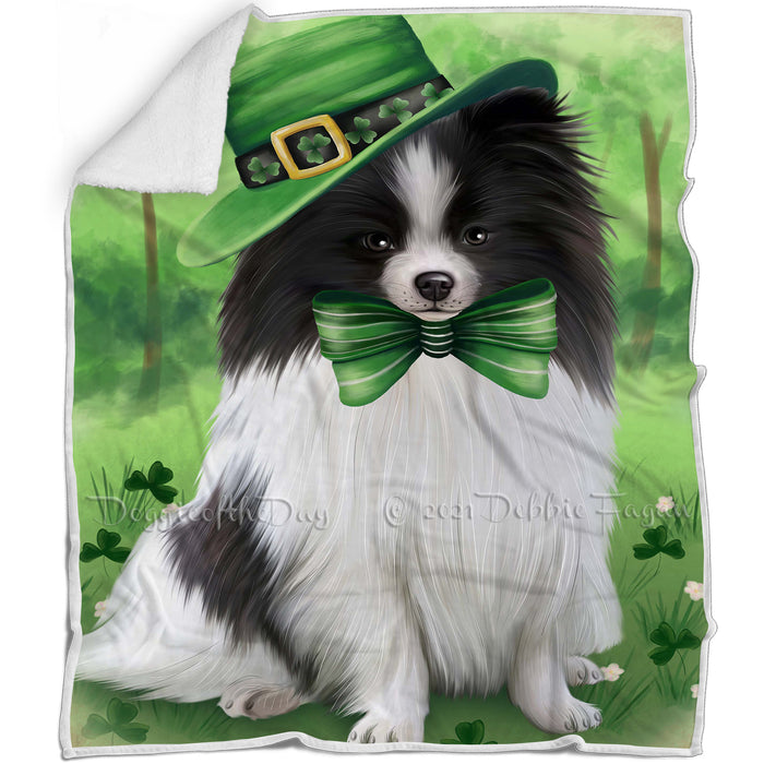 St. Patricks Day Irish Portrait Pomeranian Dog Blanket BLNKT58629