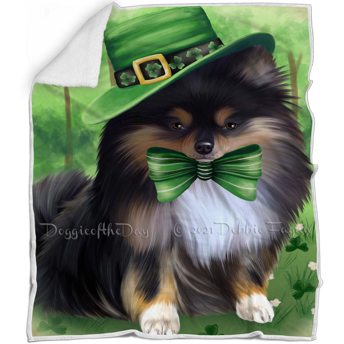 St. Patricks Day Irish Portrait Pomeranian Dog Blanket BLNKT58638