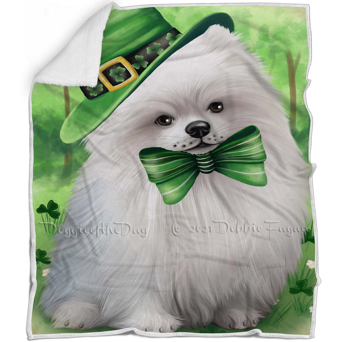 St. Patricks Day Irish Portrait Pomeranian Dog Blanket BLNKT58647