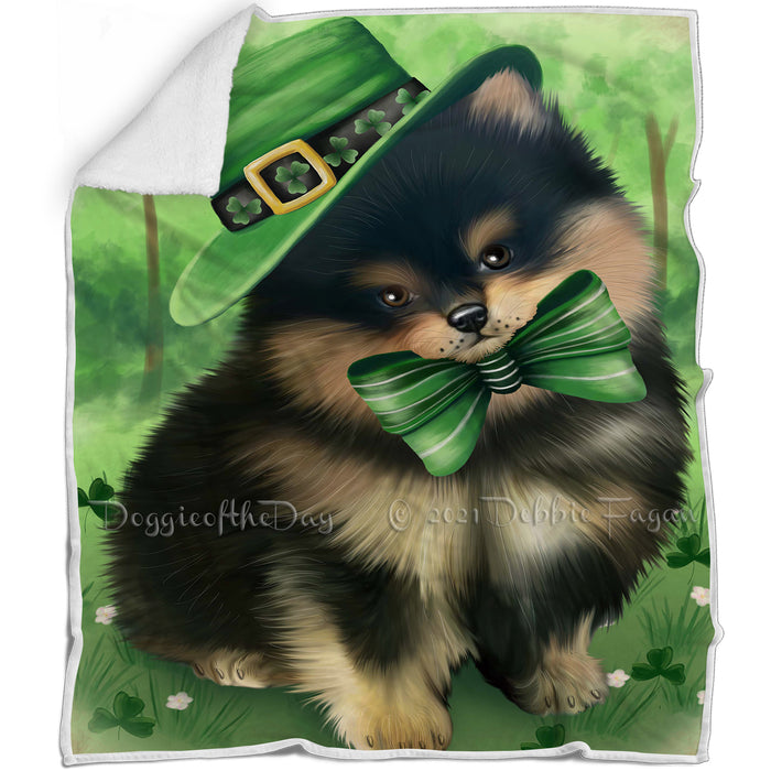 St. Patricks Day Irish Portrait Pomeranian Dog Blanket BLNKT58656