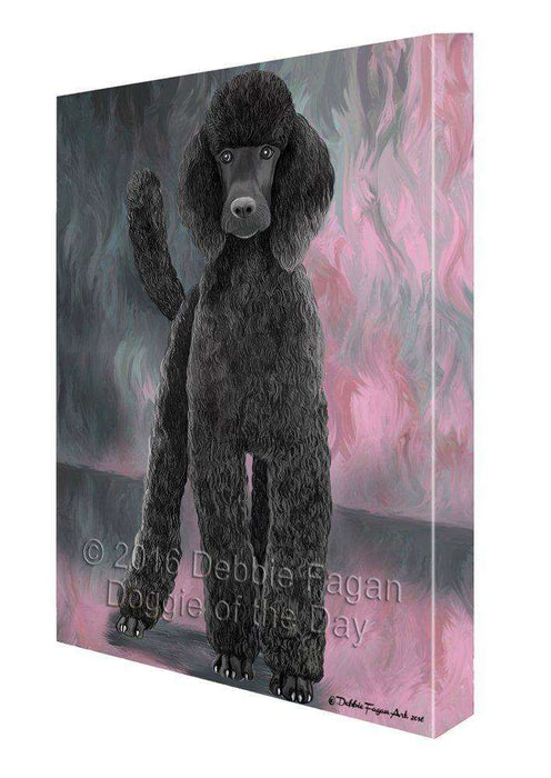 Poodle Black Dog Painting Printed on Canvas Wall Art