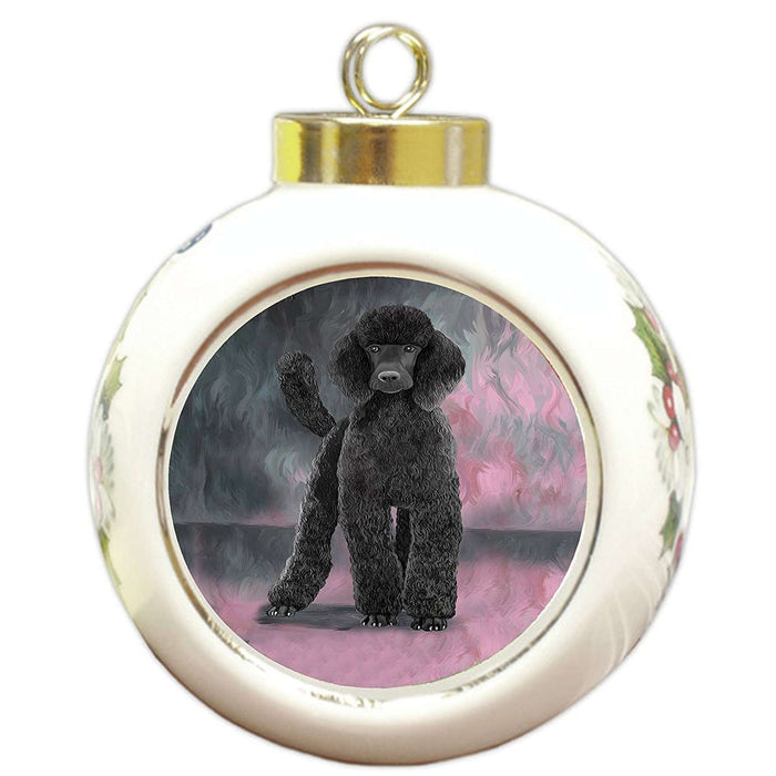 Poodle Black Dog Round Ball Christmas Ornament