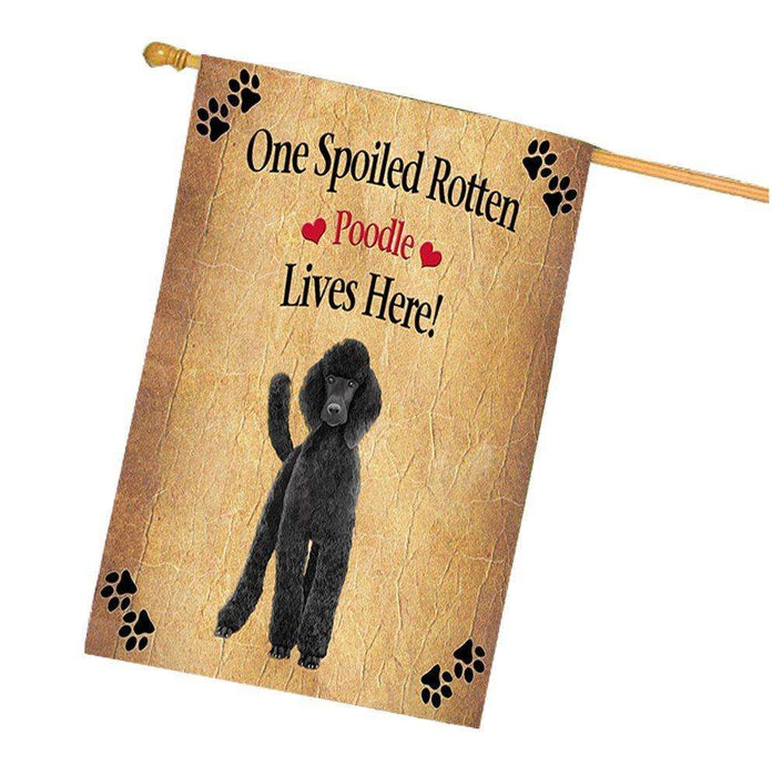 Poodle Black Spoiled Rotten Dog House Flag