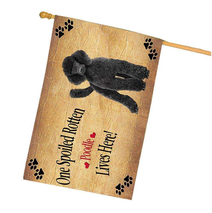 Poodle Black Spoiled Rotten Dog House Flag