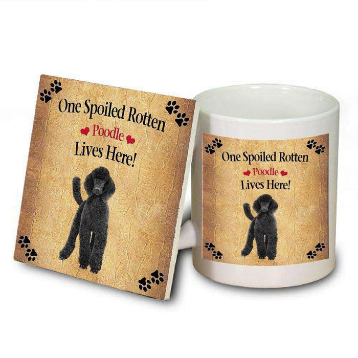 Poodle Black Spoiled Rotten Dog Mug and Coaster Set