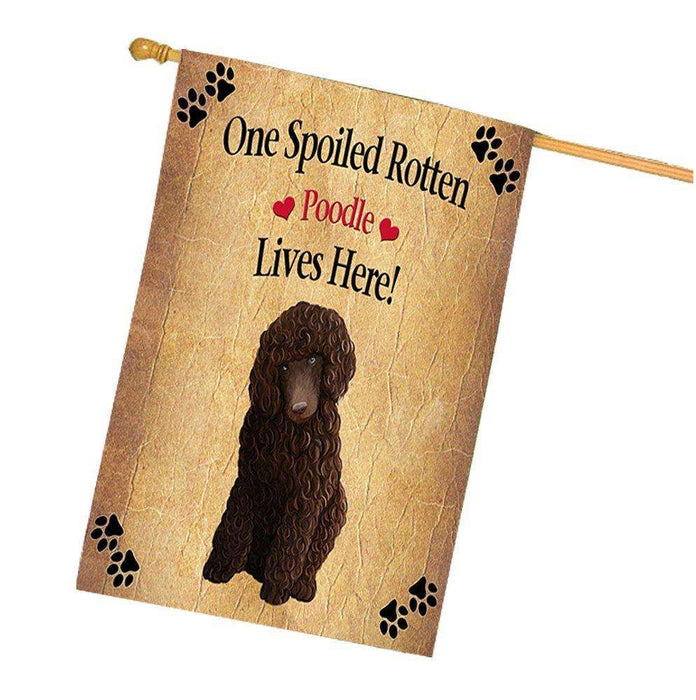 Poodle Brown Spoiled Rotten Dog House Flag