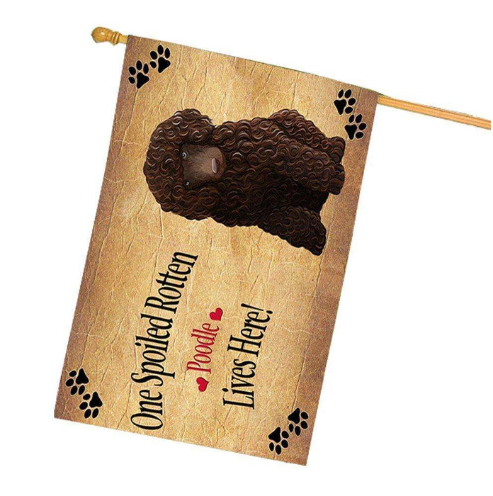 Poodle Brown Spoiled Rotten Dog House Flag