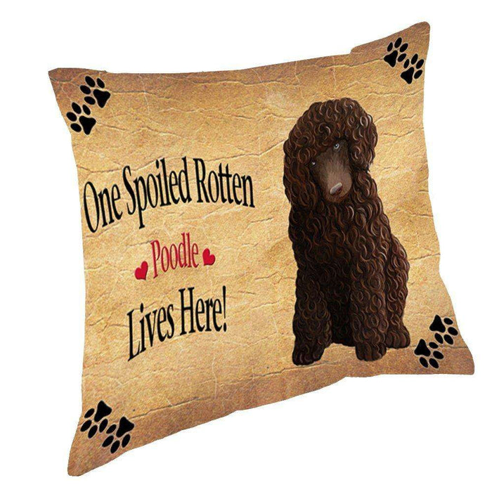 Poodle Brown Spoiled Rotten Dog Throw Pillow