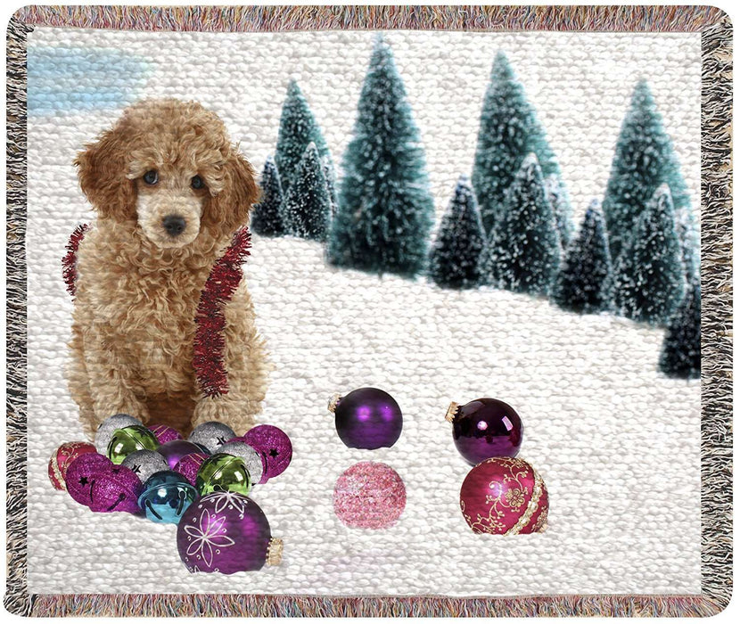 Poodle Christmas Woven Throw Blanket 54 x 38