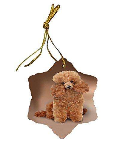 Poodle Dog Christmas Snowflake Ceramic Ornament