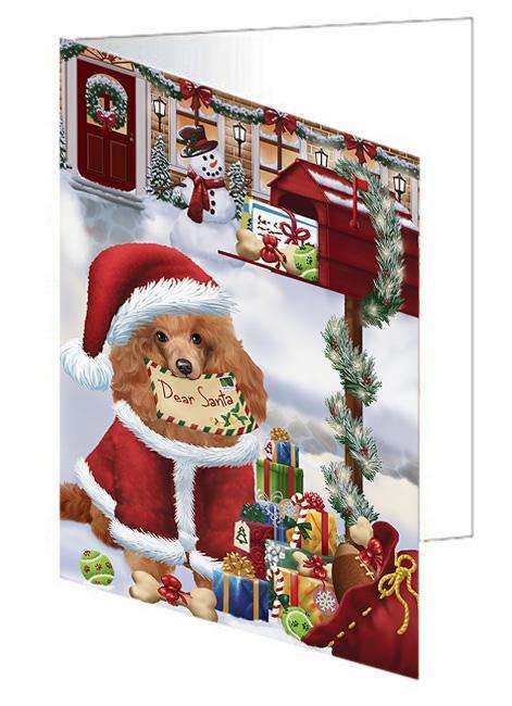 Poodle Dog Dear Santa Letter Christmas Holiday Mailbox Handmade Artwork Assorted Pets Greeting Cards and Note Cards with Envelopes for All Occasions and Holiday Seasons GCD65789