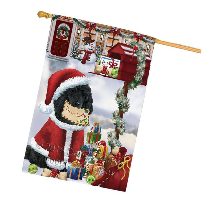 Poodle Dog Dear Santa Letter Christmas Holiday Mailbox House Flag FLG54116