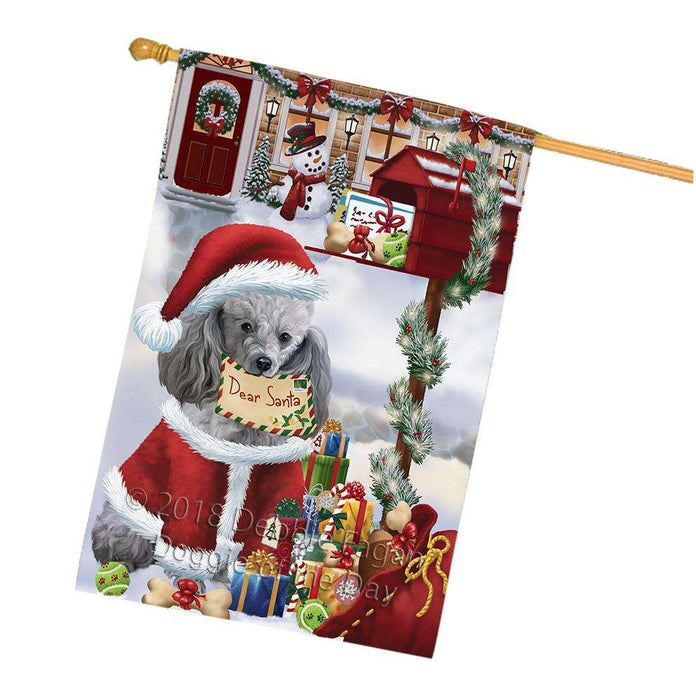 Poodle Dog Dear Santa Letter Christmas Holiday Mailbox House Flag FLG54117