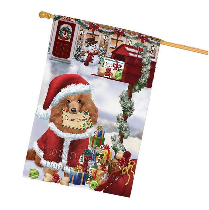 Poodle Dog Dear Santa Letter Christmas Holiday Mailbox House Flag FLG54118