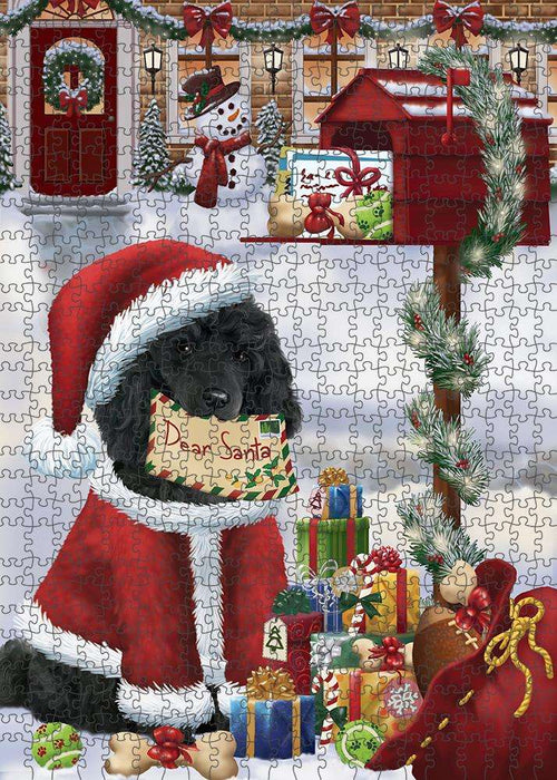 Poodle Dog Dear Santa Letter Christmas Holiday Mailbox Puzzle with Photo Tin PUZL82828