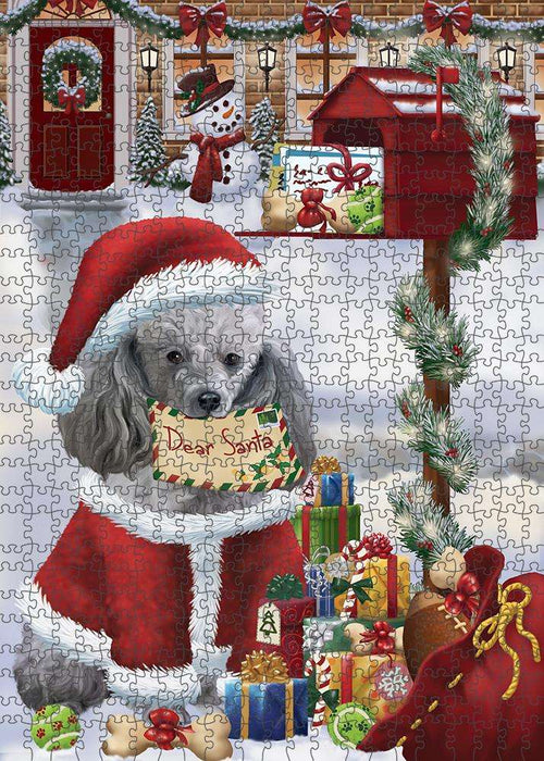 Poodle Dog Dear Santa Letter Christmas Holiday Mailbox Puzzle with Photo Tin PUZL82832