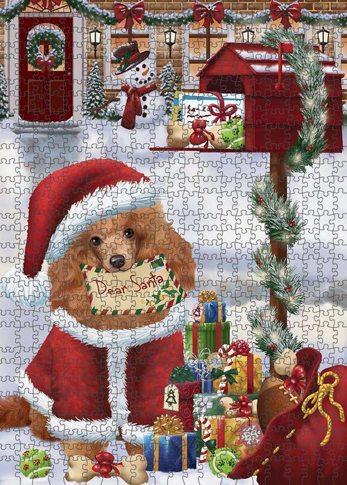 Poodle Dog Dear Santa Letter Christmas Holiday Mailbox Puzzle with Photo Tin PUZL82836