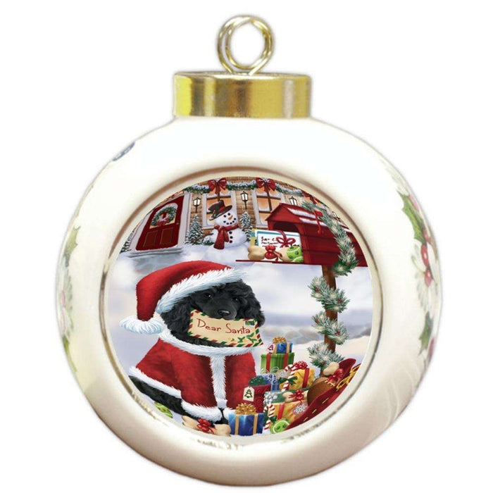 Poodle Dog Dear Santa Letter Christmas Holiday Mailbox Round Ball Christmas Ornament RBPOR53918