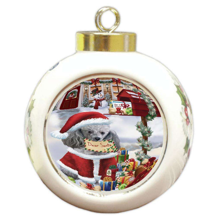 Poodle Dog Dear Santa Letter Christmas Holiday Mailbox Round Ball Christmas Ornament RBPOR53919