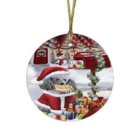Poodle Dog Dear Santa Letter Christmas Holiday Mailbox Round Flat Christmas Ornament RFPOR53910